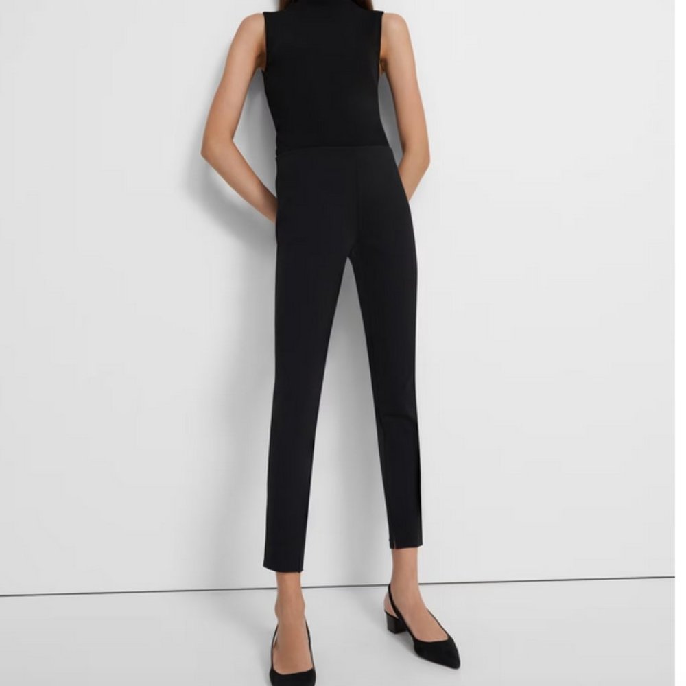 Theory black scuba stretch ankle pants sz XL